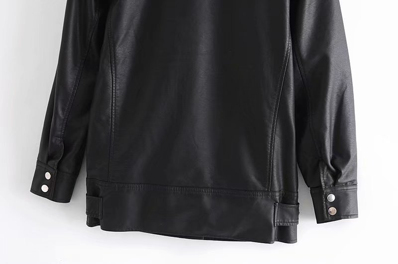 winter medium long motorcycle pu leather jacket   NSAM16378