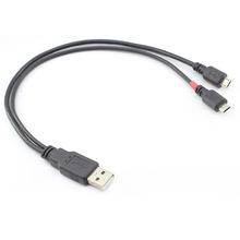 USB2.0 A公对转Micro B公/V8 AM/Micro BM 一拖二数据线黑色