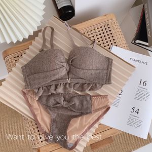 原创内衣女薄小胸聚拢调整型文胸套装无钢圈防滑性感裹胸抹胸罩