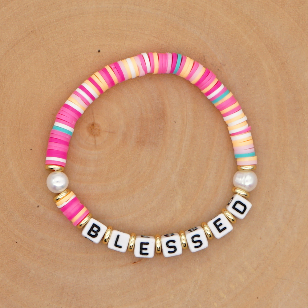 Fashion  Retro Trendy   Natural Beautiful Pearl Color Soft Ceramic Letters Bracelet Nihaojewelry Wholesale display picture 15