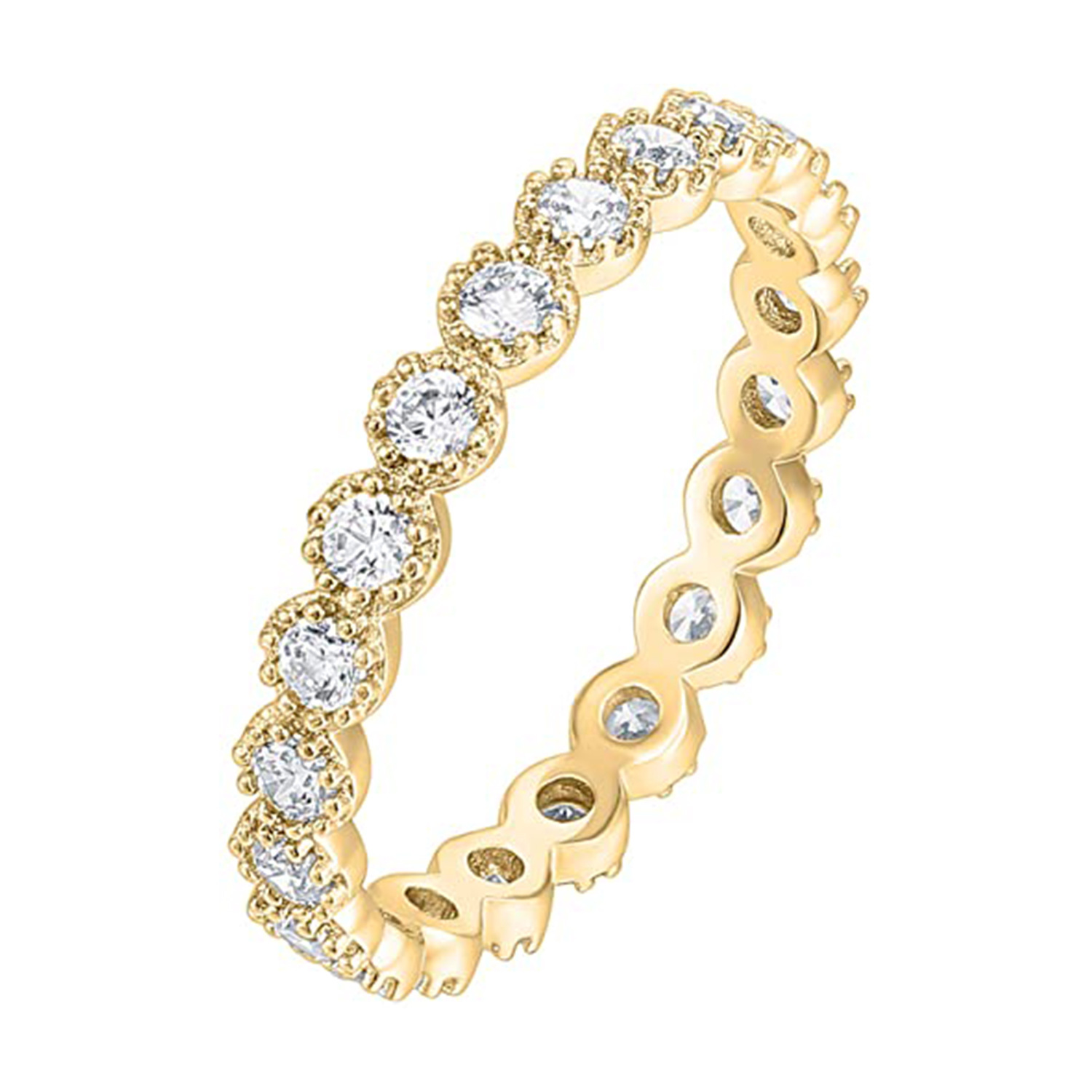 Cross-border Zircon Stacked Ring With Real Gold Plated Fashion New Product Ring display picture 1