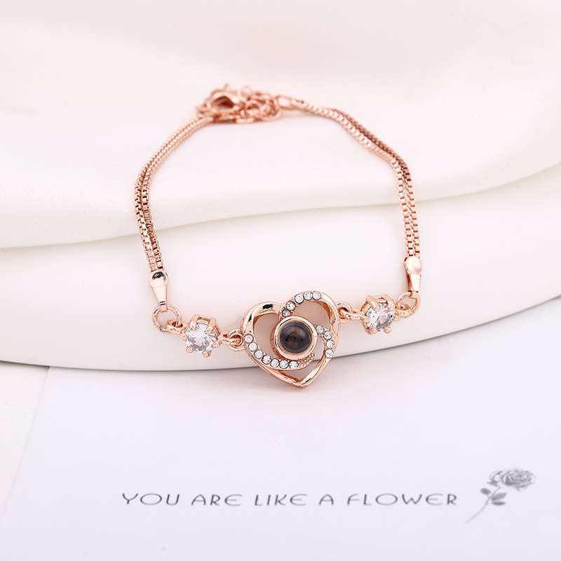 Fashion Heart Shape Copper Plating Hollow Out Inlay Zircon Bracelets 1 Piece