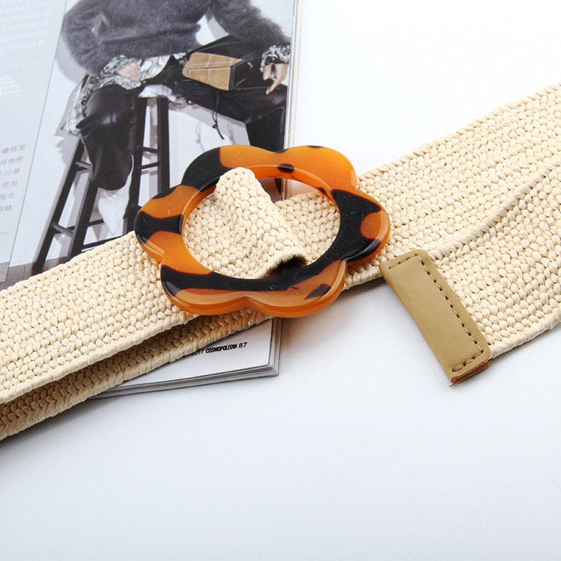 Women's Gender Ethnic Style Flower Leopard Plastic Women's Woven Belts
