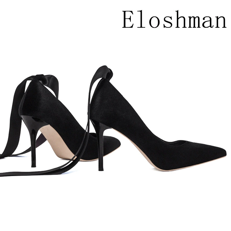 6289-21 Европейские и американские ветровые туфли на сверхвысоком каблуке, простые замшевые туфли с заостренными ремешками и бантом, туфли на высоком каблуке