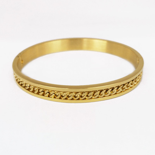 European and American large-chain bracelets with factory logo, direct factory sales cross-border stainless steel men's bracelets