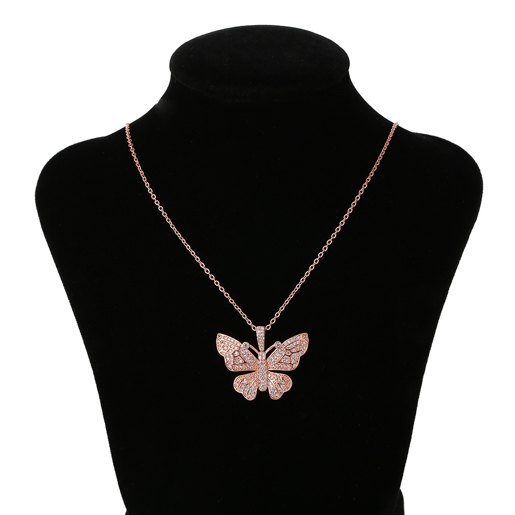 Fashion Butterfly Copper Inlaid Zircon Necklace Wholesale display picture 7