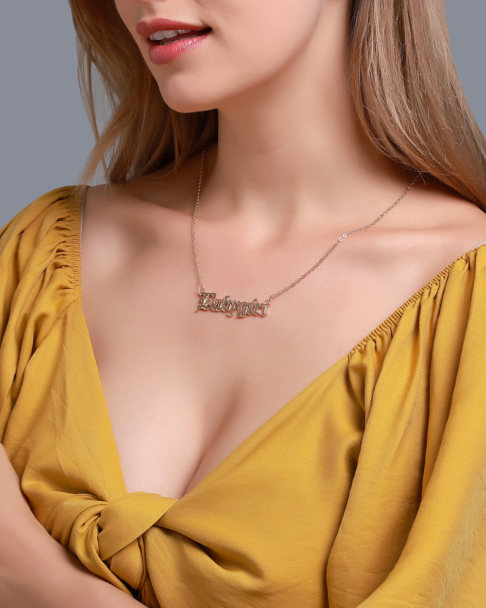 New Necklace Creative Simple Baby Girl English Alphabet Necklace Clavicle Chain Jewelry Wholesale Nihaojewelry display picture 2