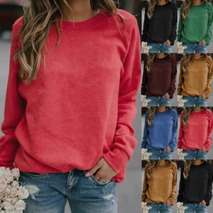 Women's Autumn/Winter Long Sleeve Round Neck T-Shirt with 90%-95% Polyester Blend Fabric