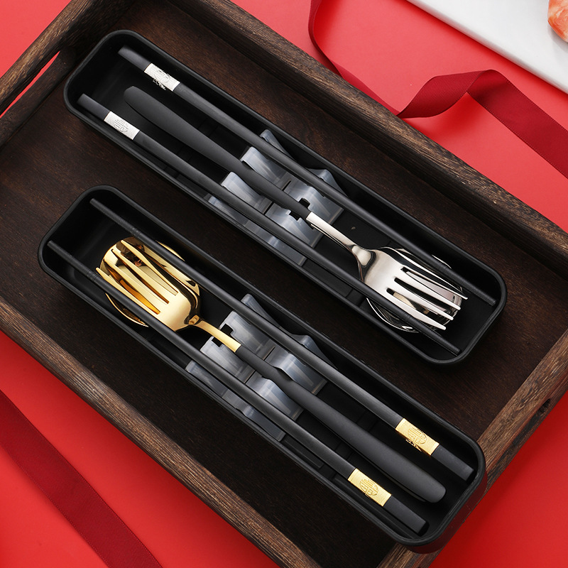 公勺公筷304不鏽鋼便攜餐具勺叉筷子套裝中式婚慶新春節禮品贈品