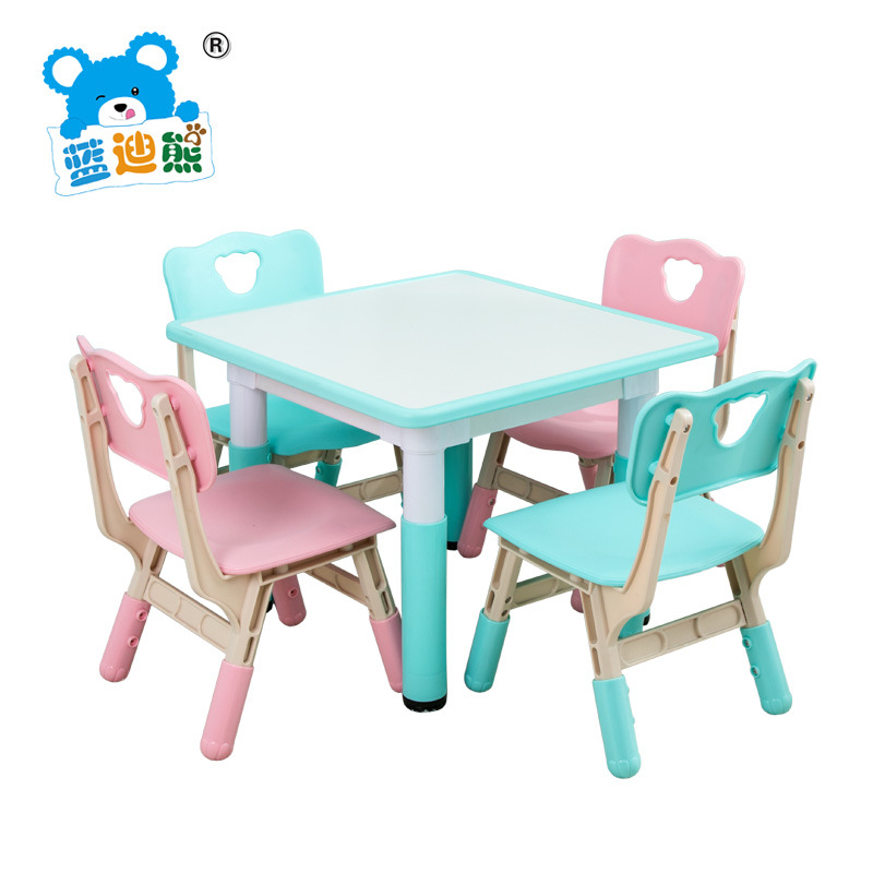 Kindergarten fireproof board desk and chair wooden square lifting baby dining table game building blocks toddler learning painting table