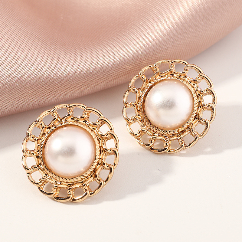 Fashion Golden Pearl Earrings display picture 2