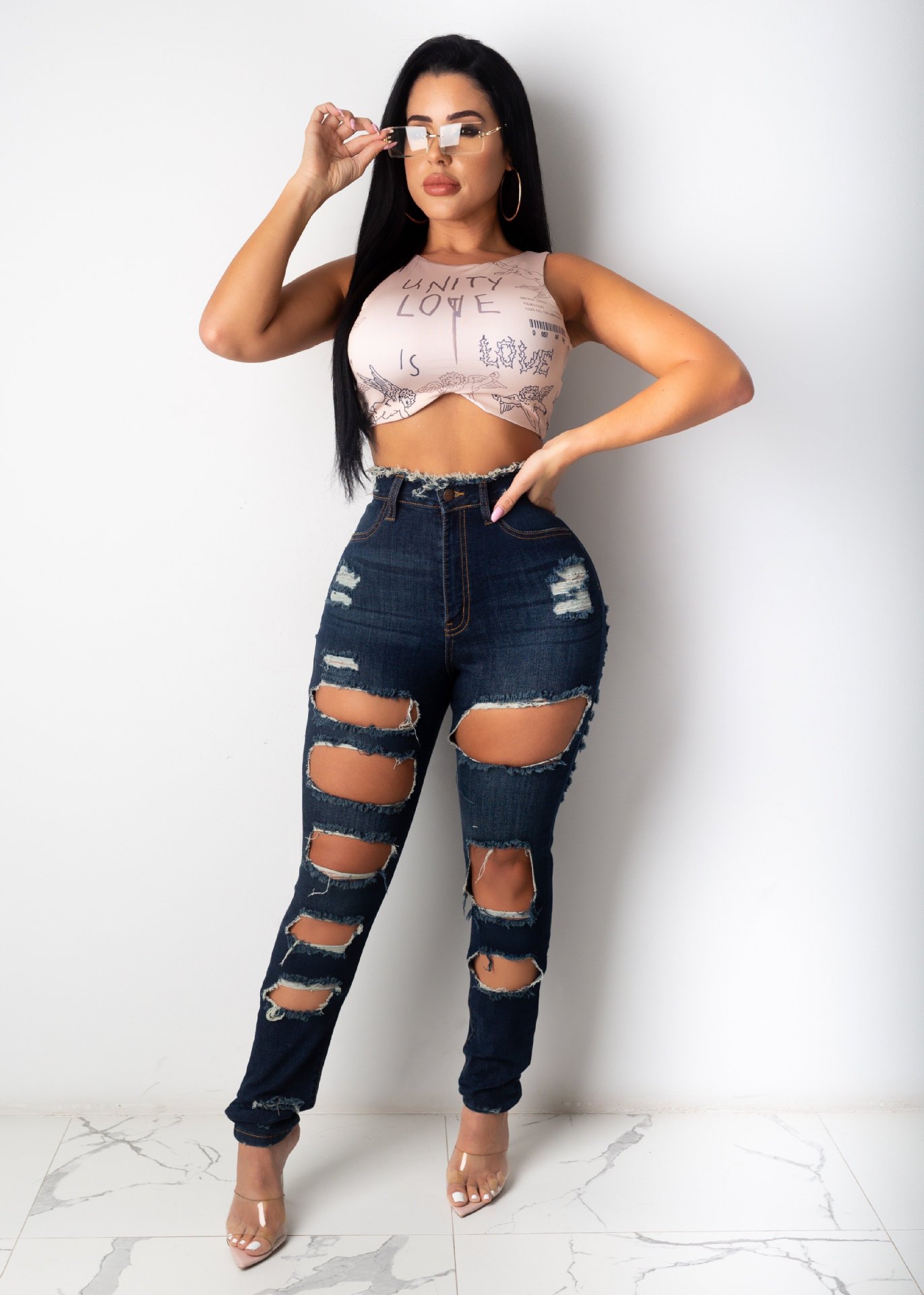 nuevo estilo jeans rasgados nihaostyle ropa al por mayor NSTH69160