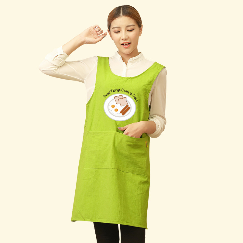 Delantal cocina del hogar camarero ropa de trabajo de estilo coreano de las mujeres de moda de los hombres lindos anti-fouling cintura de impresión de logotipo personalizado