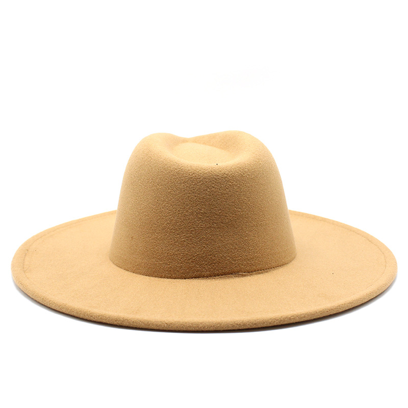 Unisex Elegant Solid Color Big Eaves Flat Eaves Fedora Hat display picture 4