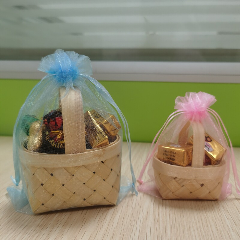 Mini Wedding Candy Wooden Basket Gauze Bag Wedding Gift Packaging Bag Ferroje Chocolate Packaging Gift Box