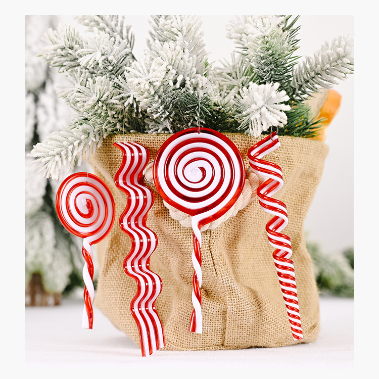 منتجات ديكور Haube الجديدة لعيد الميلاد ، حلوى إبداعية حمراء وبيضاء ، قلادة مصاصة بلاستيكية ، حلوى محاكاة display picture 11