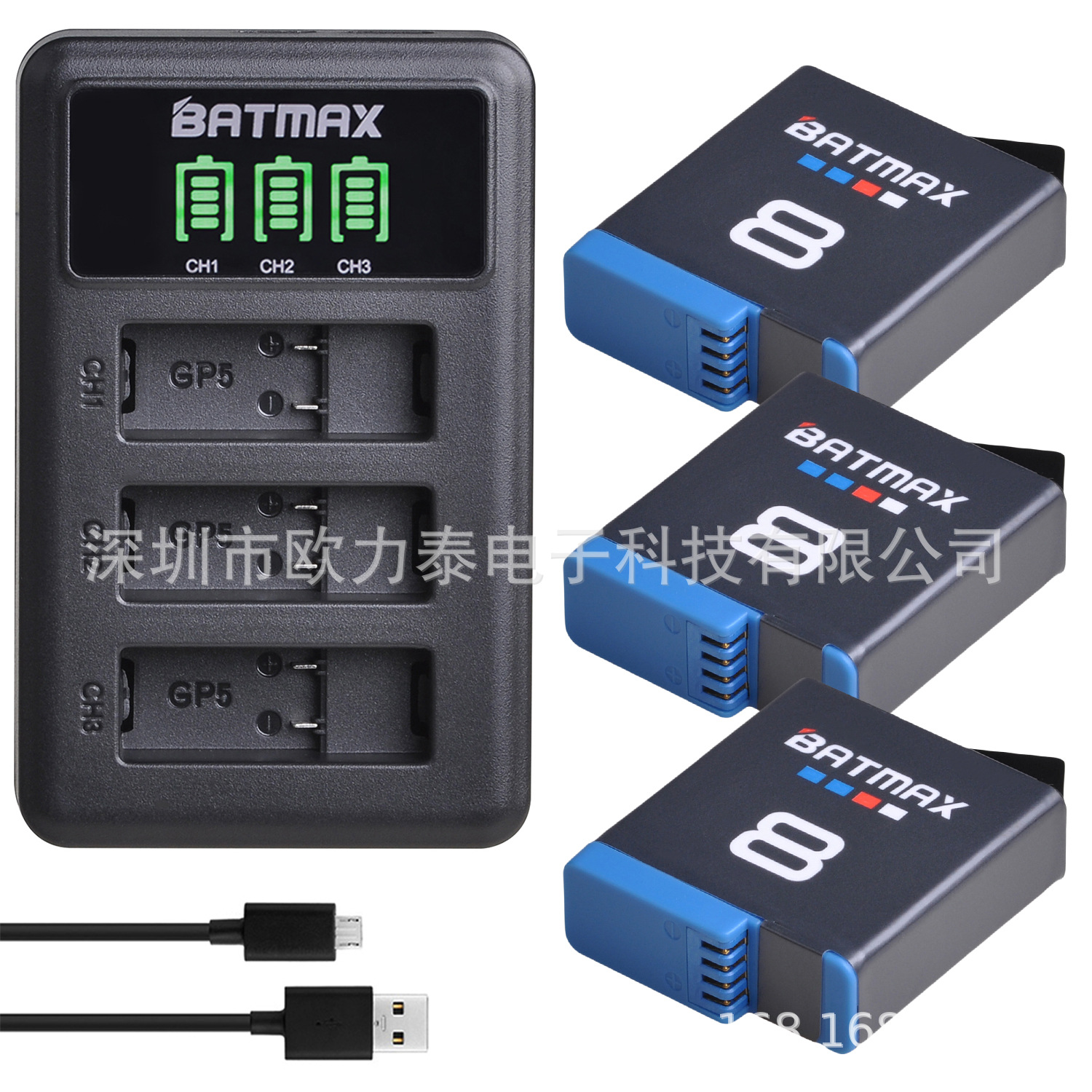 适用于GOPRO 8代运动相机电池AHDBT 801 501 401 充电器配件厂家