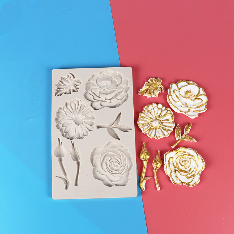 Nueva fondant Rosa molde de silicona crisantemo hornear pastel crema chocolate decoración DIY epoxi
