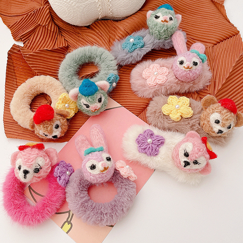 Cartoon Color Matching Furry Hair Ring Hair Clip display picture 5