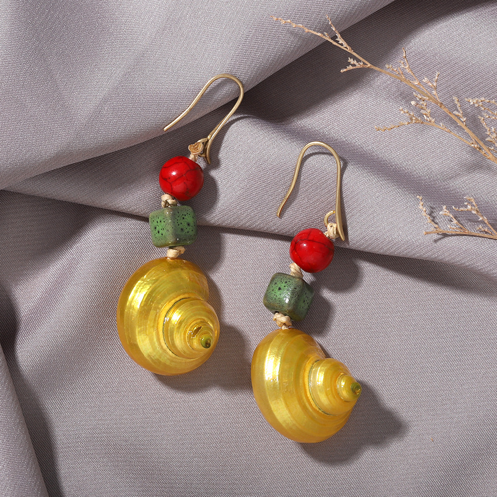 Nihaojewelry Wholesale Conch Stone Beads Earrings Fashion Holiday Style Earrings display picture 6