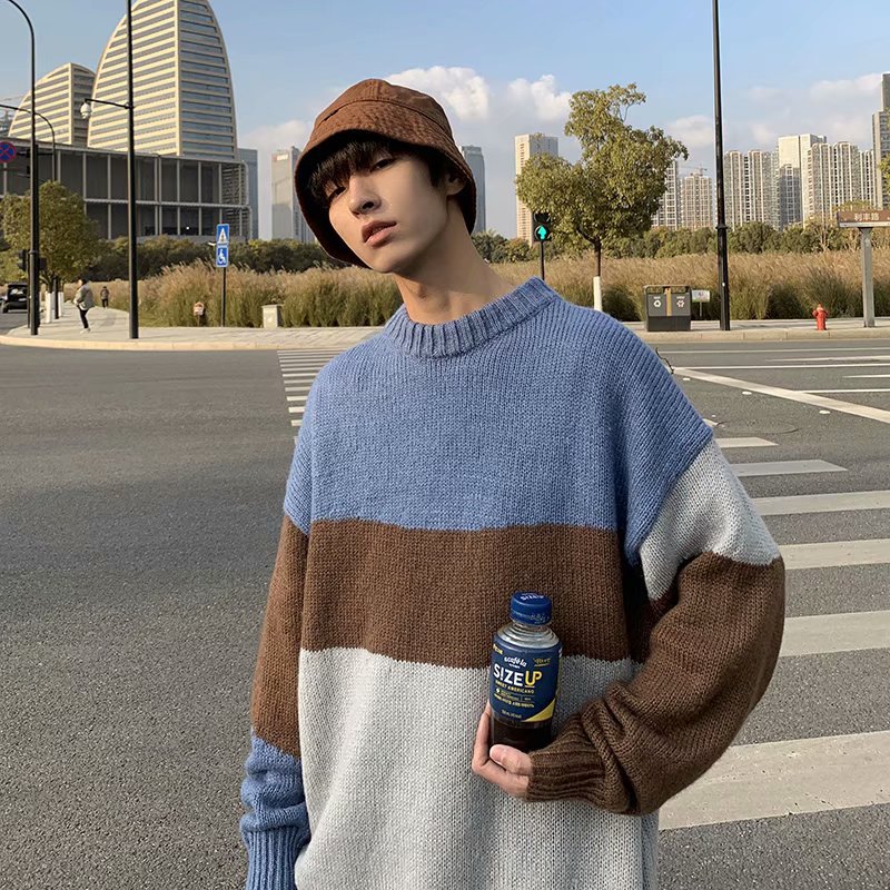 港风chic毛衣厚款冬季个性韩版时尚潮流学院风原宿情侣百搭针织衫