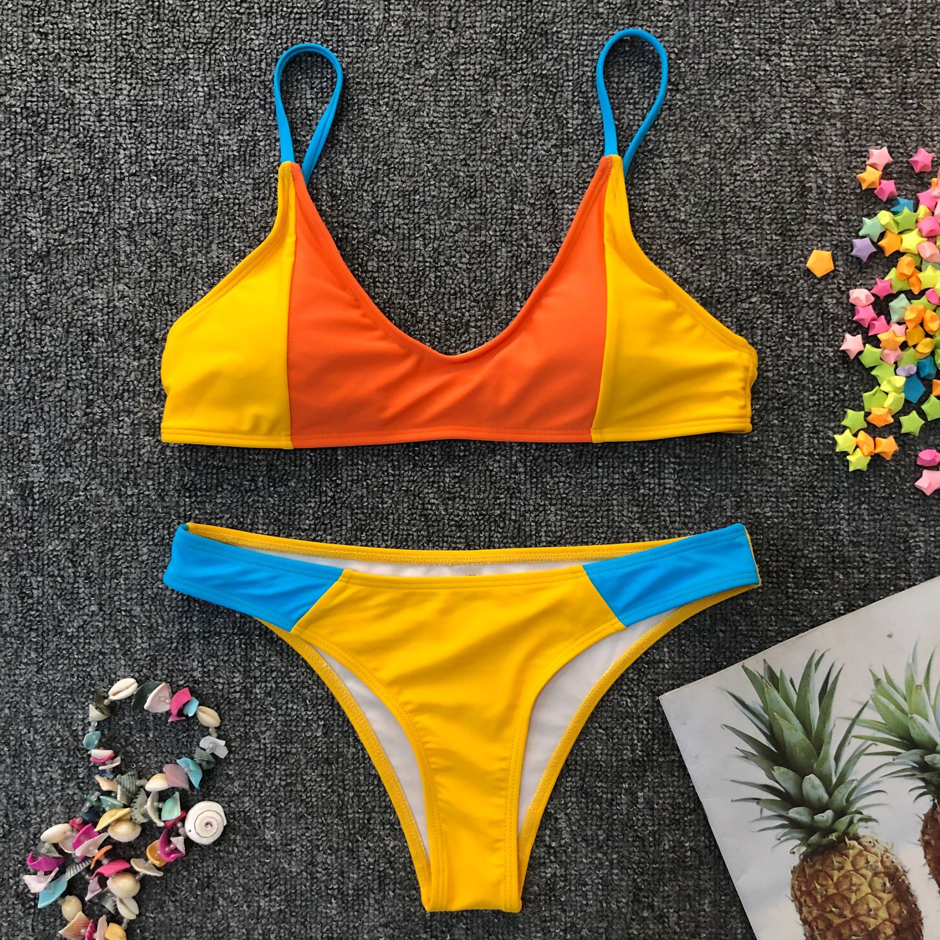 new hot sale hit color ladies sexy split swimwear bikini NSZO1354