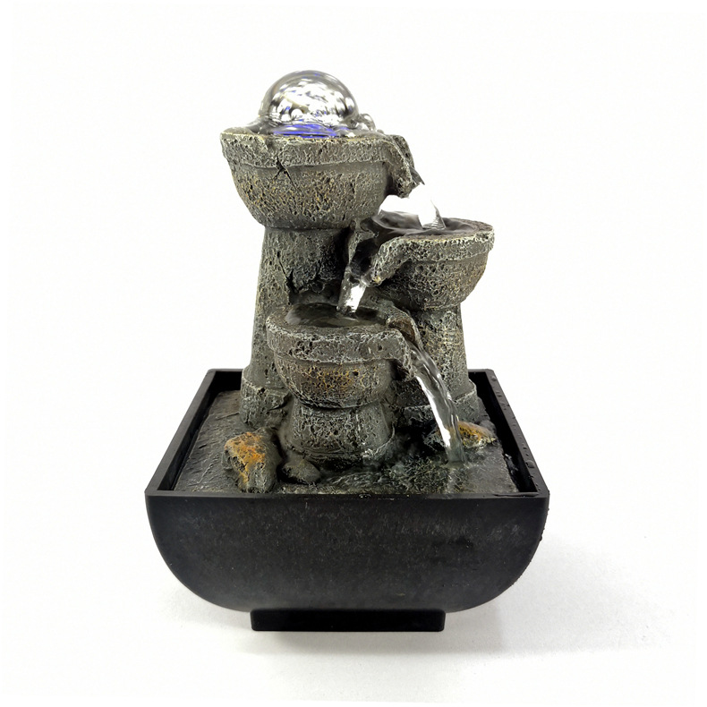 厂家直销流水摆件办公桌面小喷泉树脂工艺品家居饰品一件代发|ms