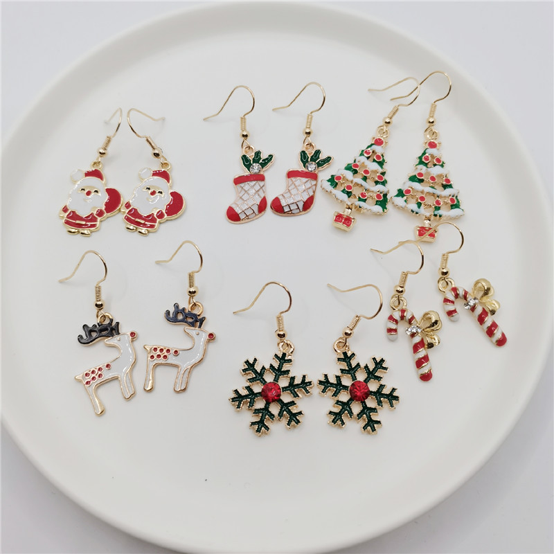 Christmas Festival Cartoon Style Geometric Alloy Plating Women's Earrings 1 Pair