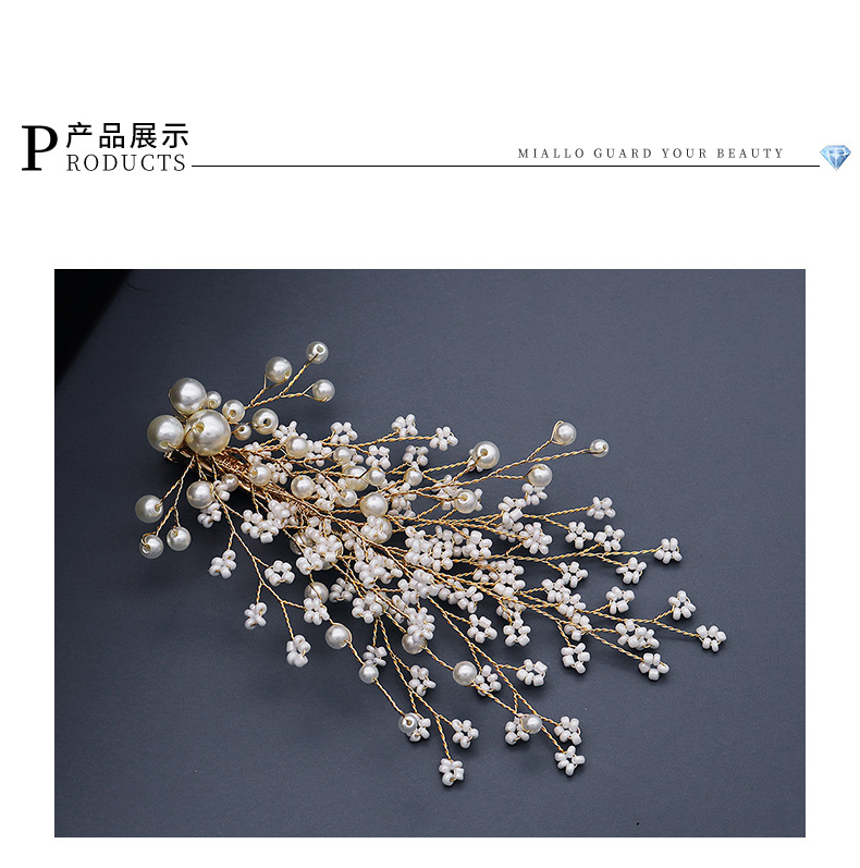 Wedding Jewelry New Products Handmade Hairpin Pearl Duckbill Edge Clip Bride Headdress  Wholesale Nihaojewelry display picture 4