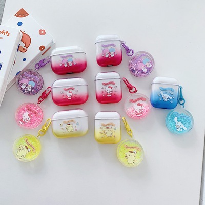 apply Airpods2 wireless headset smart cover new pattern Gradient Soft shell transparent airpodspro Protective shell