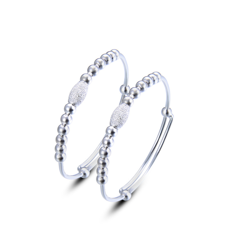 S999 pulsera de bebé de plata pura cuentas redondas con cuentas bebé niños hombres y mujeres push pull pulsera de boca abierta un mes de edad regalo
