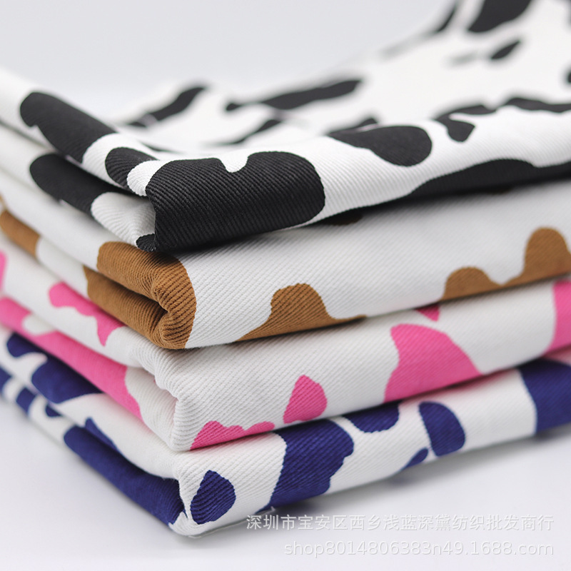 Factory wholesale dairy twill cotton printed denim wash water jeans fabric thick