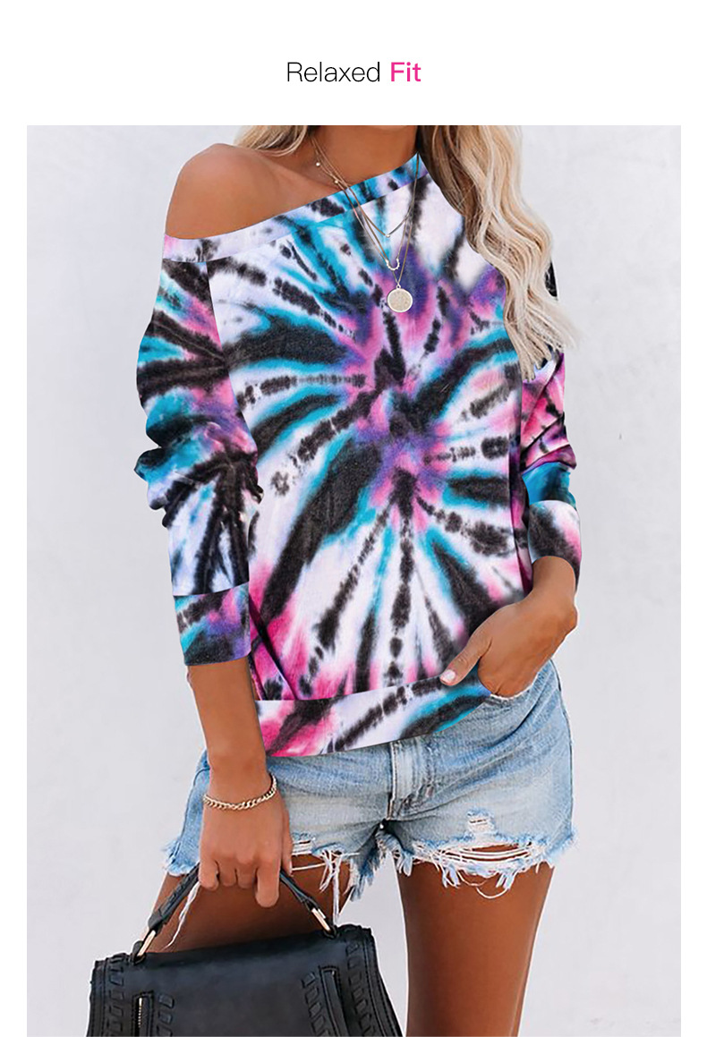 mujeres de manga larga otoño nuevo estilo tie-dye casual cuello redondo suéter suéter NSSI2389