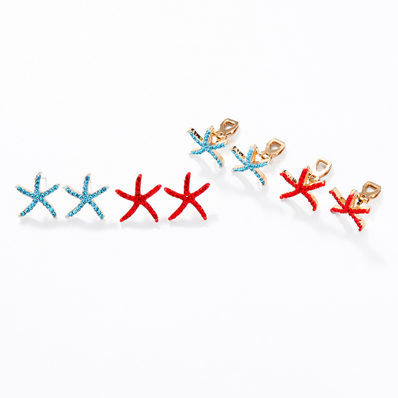 E021548 Japonais Style Sterling Argent Aiguille Boucles D'oreilles Vacances Style Mori Style Mignon Boucles D'oreilles De Femmes Tous-match Mini Starfish Boucles D'oreilles display picture 6