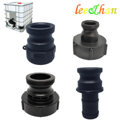 IBC tote drum quick connector, 2-inch male Type A quick coupling with PP end for chemical piping applications