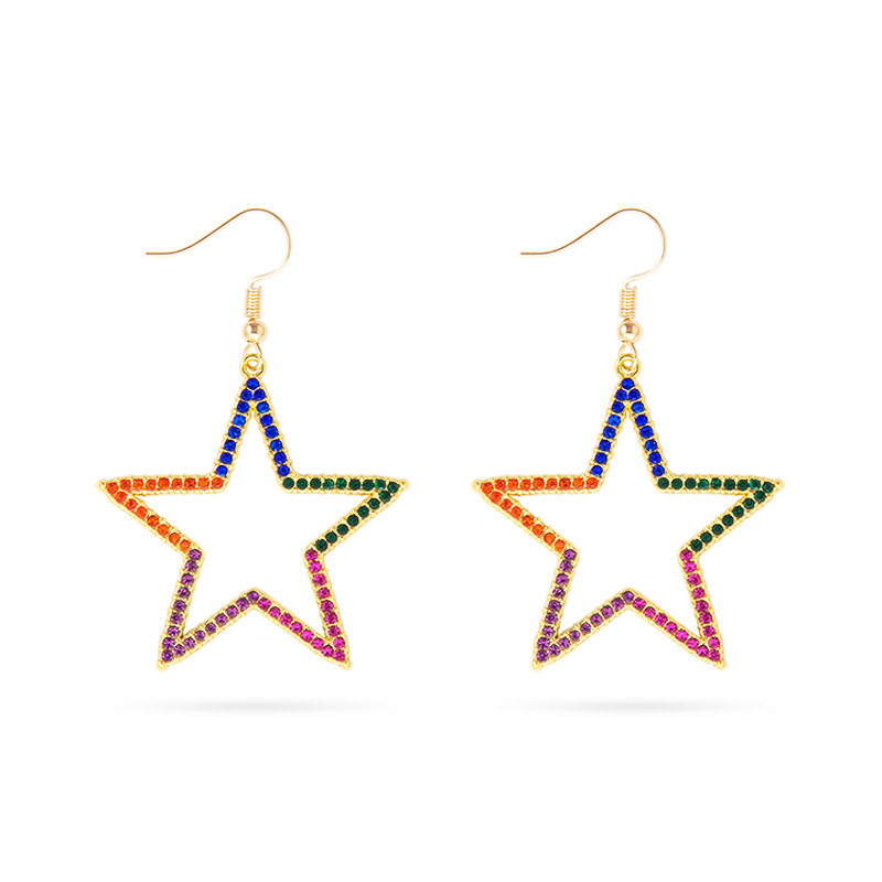 Korean Hollow Five-pointed Star Earrings display picture 4