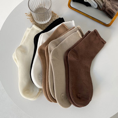 Women's Winter Warmth-Keeping Terry Mid-Calf Socks, Solid Color, Fleece-Lined, Thickened, All-Match Cotton Socks—Wholesale from Manufacturer