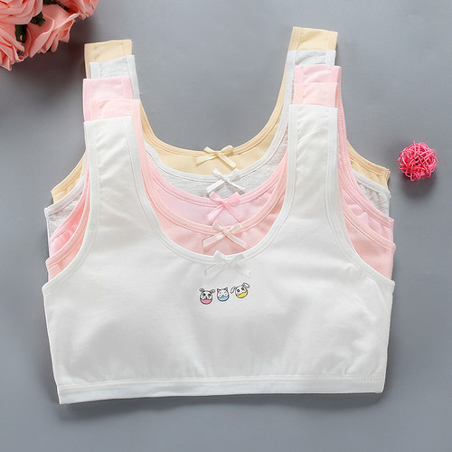 New girls bra vest style double layer quilted 12 pure cotton tube top medium and large children's girls suspender children's underwear