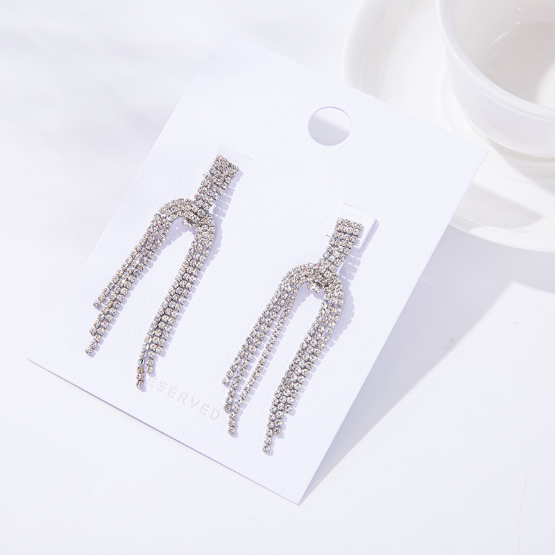 925银针爪链耳环欧美韩国流苏水钻镶钻耳钉网红简约耳饰女批发详情图7