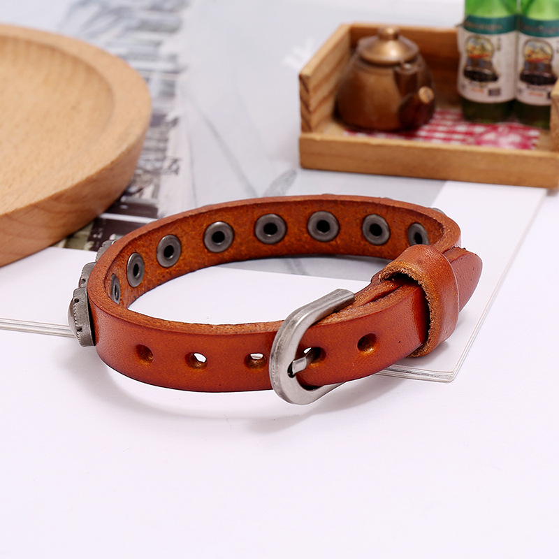 Punk Jewelry Retro Fashion Men's Leather Bracelet Wholesale Nihaojewelry display picture 2