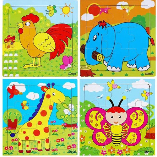 9 wooden children's puzzle early education developmental cartoon animal traffic cognition puzzle board kiosk toy wholesale