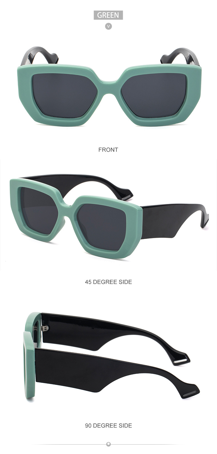 70g Weight Full Frame Glasses Structure Sunglasses Classification PC, UV400 Protection Lens Material Square Glasses Style Street Occasion Geometric Pattern Women'S Gender IG Style Style IG Style Geometric PC UV400 Protection Square Full Frame Women's Sunglasses 11