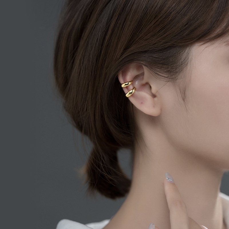 Eloch s925 plata estudiantes de moda sin agujeros de orejas de orejas de hueso temperamento en forma de C joyas de orejas japonesas para niñas G6586