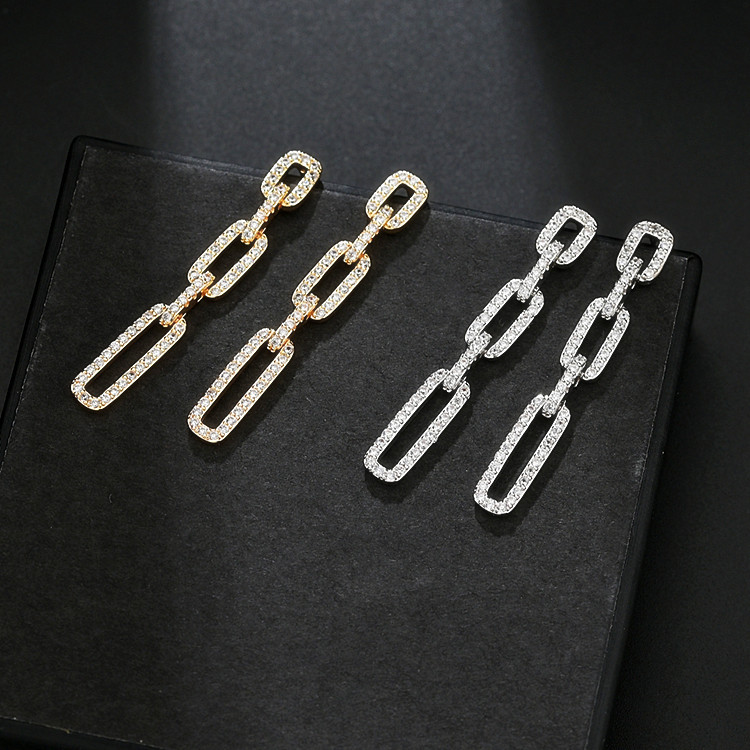 Alloy Material 1 Pair Glam Geometric Inlay Alloy Zircon 16K Gold Plated White Gold Plated Drop Earrings