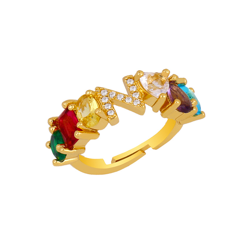 12g Weight 18K Gold Plated Plating Material Artificial Gemstones Inlay Material Birthday Occasion Copper Material Letter Pattern Women'S Gender Plating Design Fashion Style Fashion Letter Copper 18k Gold Plated Artificial Gemstones In Bulk 15