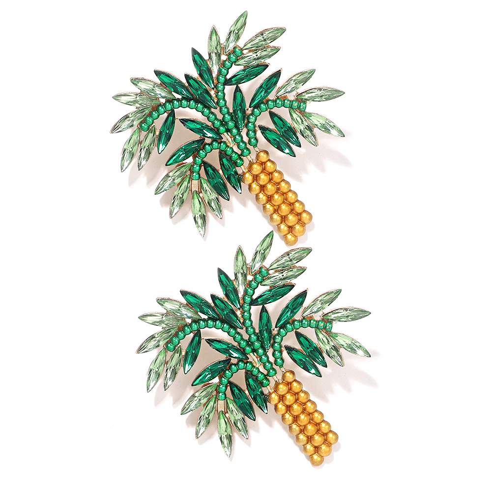 New Coconut Tree Girls Alloy Diamond Creative Earrings  Wholesale display picture 7