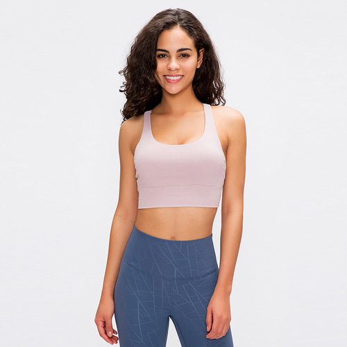 Cross-border new style nude sports bra for women with cross-shoulder straps, beautiful back, yoga running, fitness sports bra bra