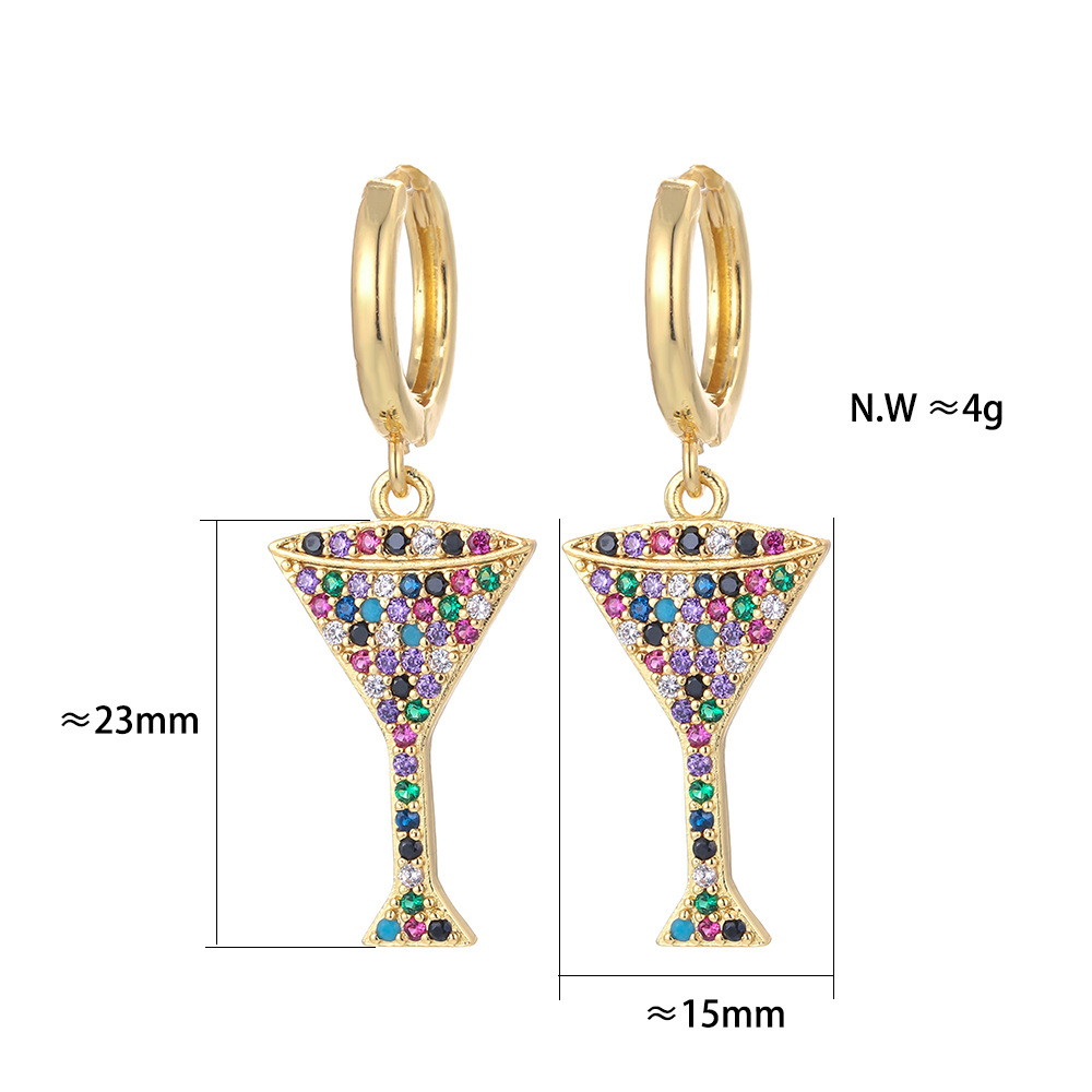 10g Weight Zircon Inlay Material Earrings Classification Housewarming, Anniversary, Business, Wedding, Travel, Birthday, Festival Occasion Copper Material Geometric Pattern Women'S Gender Plating Design Fashion Style Copper Plating Geometric Zircon 47