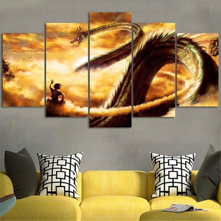 Art Painting Canvas Drawing Cartoon Dragon Ball Goku Dragon Super Saiyan Canvas Decorative Wall Art