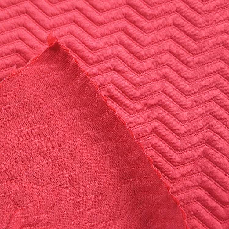 针织纬编波浪纹涤氨纶弹力3D提花夹棉夹丝空气层女装婴童服装面料
